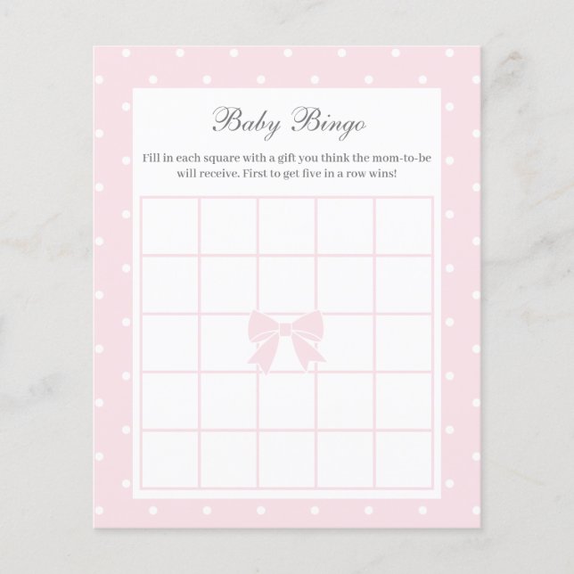 Elegant Polka Dots Baby Pink Bow Baby Girl Shower (Vorderseite)