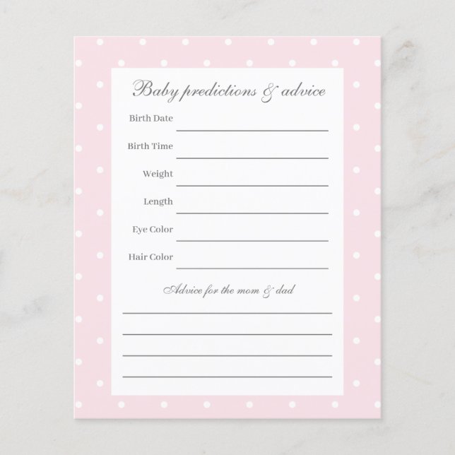Elegant Polka Dots Baby Pink Bow Baby Girl Shower (Vorderseite)