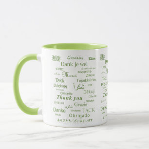 Elegant Polyglot "Danke" Grüne Typografie Tasse