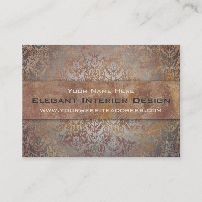 Elegant Pompeii Damask Shimmer Red und Gold Visitenkarte (Vorderseite)