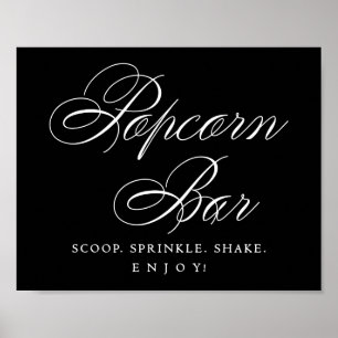 Elegant Popcorn Bar White Script   LECKEREI Poster