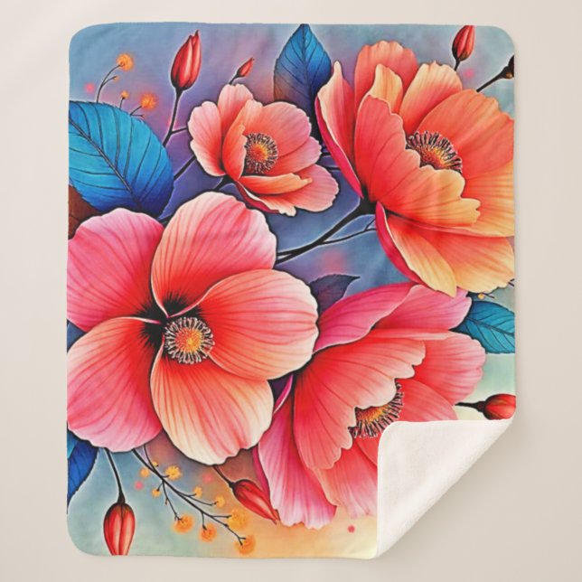 Elegant Poppies: Radiant Nature Art Sherpadecke (Vorderseite)