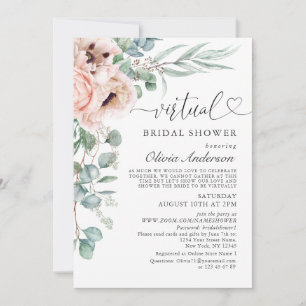 Elegant Poppy Eucalyptus virtuelles Brautparty Einladung