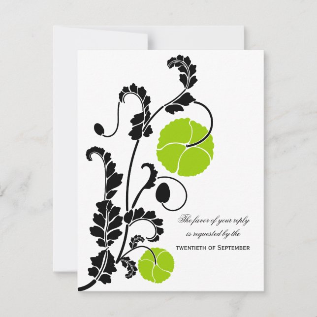 Elegant Poppy Wedding RSVP / Reply Cards (Vorderseite)