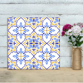 Elegant Portuguese Blue and Gold Mediterranean Fliese