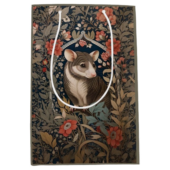 Elegant Possum William Morris Inspiriert Mittlere Geschenktüte (Vorderseite)