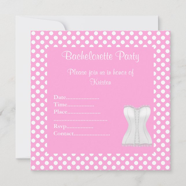 ELEGANT POT PINK JUNGGESELINNEN-ABSCHIED INVITE EINLADUNG (Vorderseite)