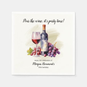 Elegant Pour The Wine Themed 50. Geburtstagsparty Serviette