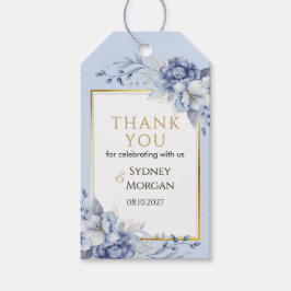 Elegant Powder Blue & Gold Floral Wedding Geschenkanhänger