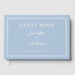 Elegant Powder Blue Script Wedding Gästebuch
