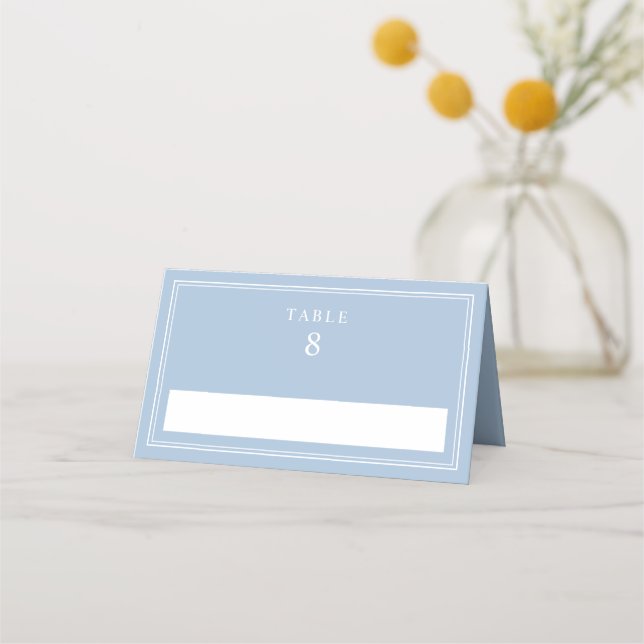 Elegant Powder Blue Wedding Platzkarte (Vorderseite)
