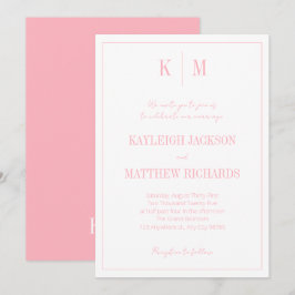 Elegant Powder Pink Monogram Wedding Einladung