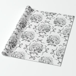 Elegant Preppy Hydrangea Bow Toile Muster Geschenkpapier