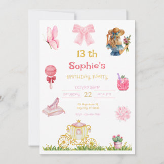 Elegant Princess Garden Birthday Party for Girl Einladung