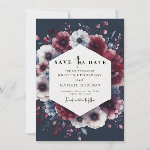 Elegant Printable Burgundy Wedding Save The Date