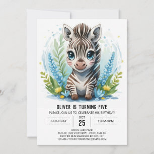 Elegant Printable Safari Zebra Boy Birthday Einladung