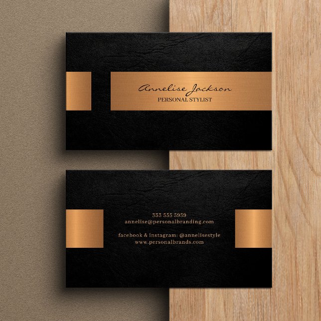 Elegant professional faux gold metallic black visitenkarte (Von Creator hochgeladen)