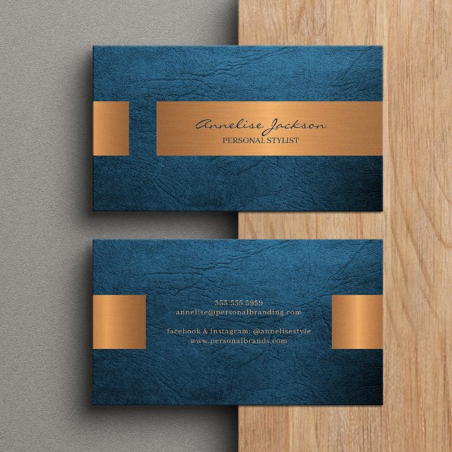 Elegant professional faux gold metallic royal blue visitenkarte (Von Creator hochgeladen)