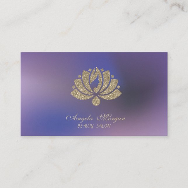 Elegant Professional Glitter Lotus Flower Purple Visitenkarte (Vorderseite)