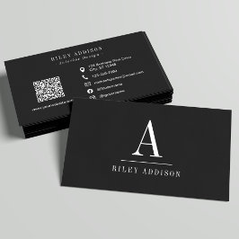 Elegant Professional Monogram Minimalist Black  Visitenkarte