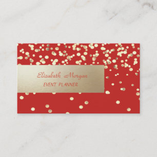Elegant Professionell, Modern, Gold Konfetti, Rot Visitenkarte