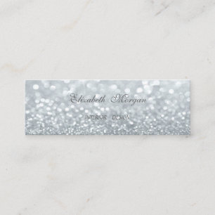 Elegant Professionell Modern Silber Glitter Bokeh Mini Visitenkarte