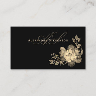 Elegant Professionell Schwarz und Gold Visitenkarte