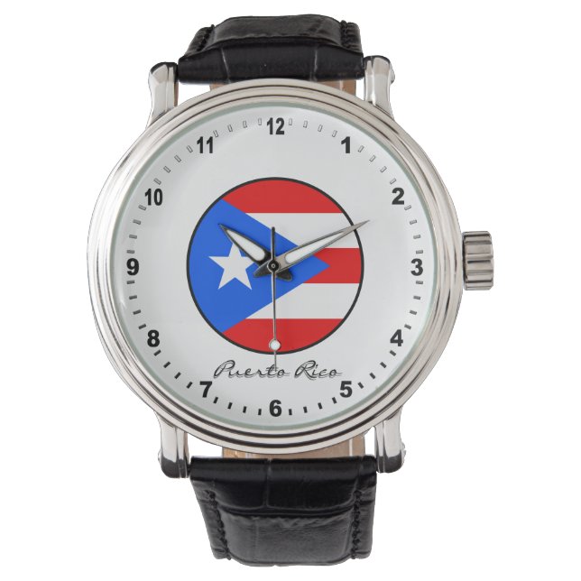 Elegant Puerto Rico Watch & Puerto Rican Flag Armbanduhr (Vorderseite)