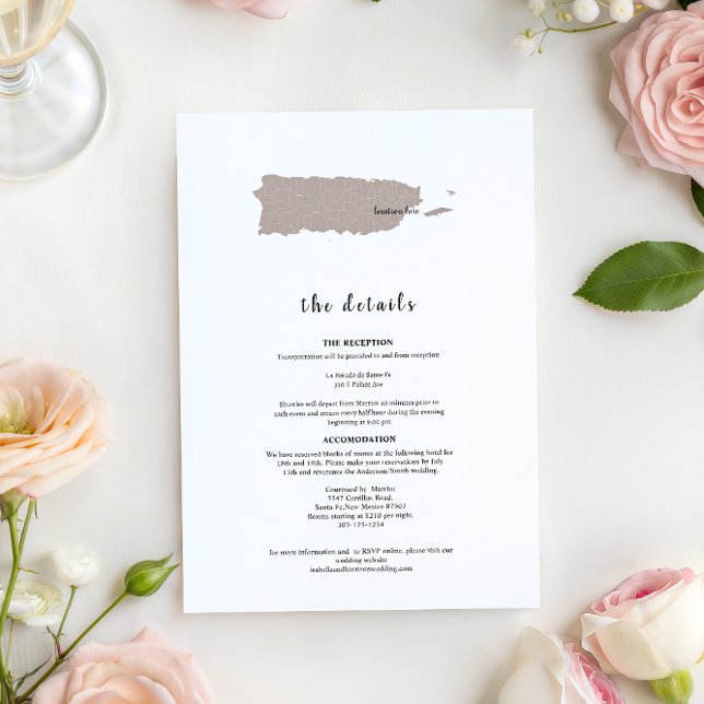 ELEGANT Puerto Rico Wedding Invitation Details Einladung (Von Creator hochgeladen)