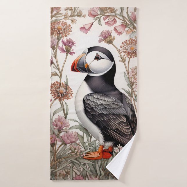 Elegant Puffin William Morris Inspiriert Badehandtuch (Badehandtuch)