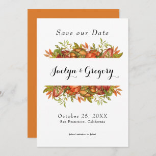 Elegant Pumpkin Autumn Florals Fall Save The Date