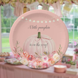 Elegant Pumpkin Baby Girl Shower Pappteller