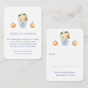Elegant Pumpkin Blue White Autumn Display Dusche Begleitkarte