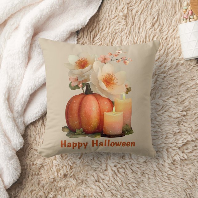 Elegant Pumpkin & Blume Halloween Kissen (Decke)