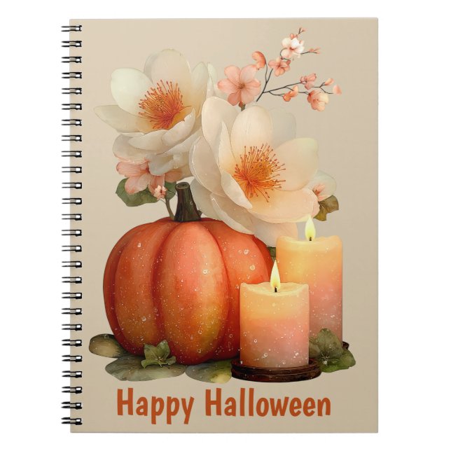 Elegant Pumpkin & Blume Halloween Notizblock (Vorderseite)