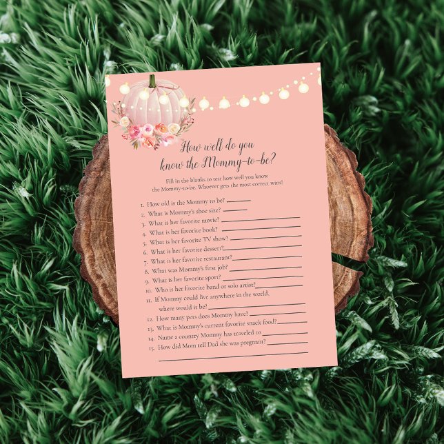 Elegant Pumpkin, die Mommy Baby Shower Game kennen Einladung (Von Creator hochgeladen)