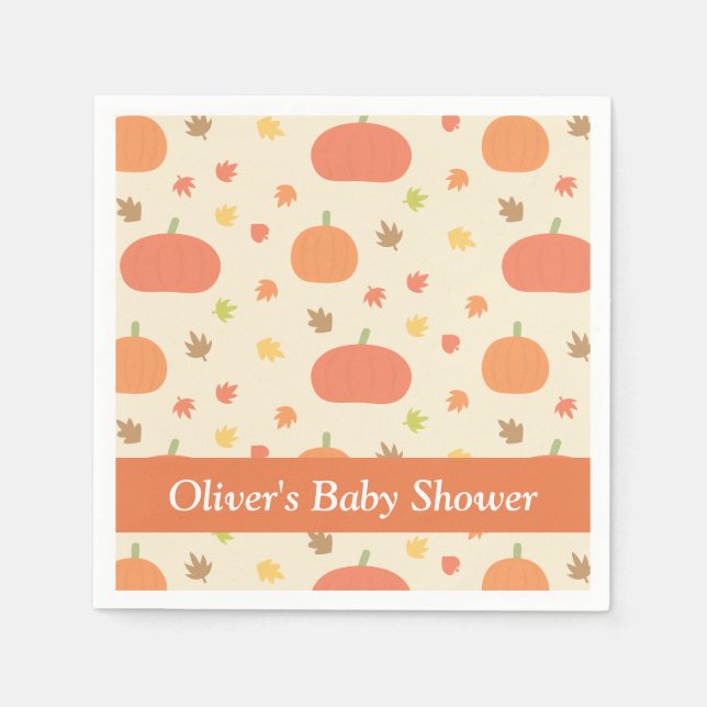 Elegant Pumpkin Fall Baby Shower Napkins Serviette (Vorderseite)