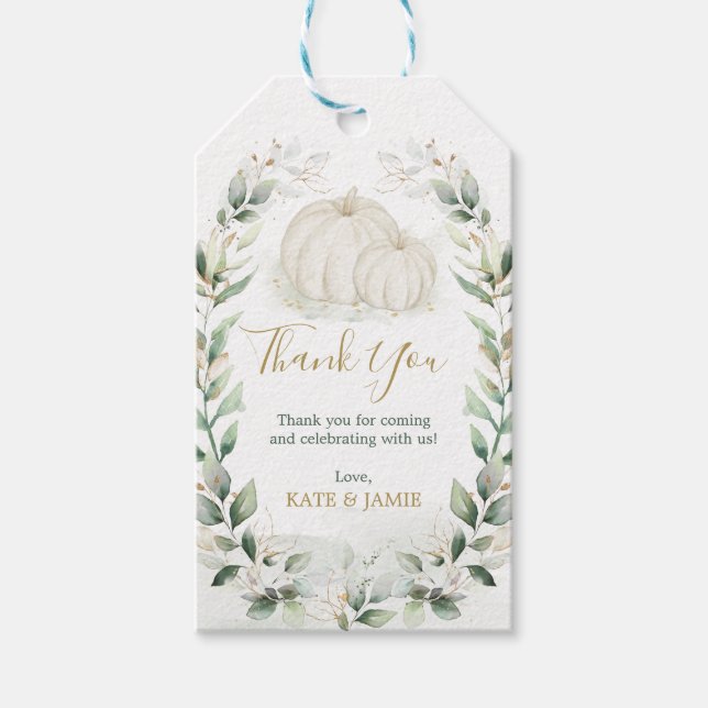 Elegant Pumpkin Fall Greenery Gold Wreath Favorite Geschenkanhänger (Vorderseite)