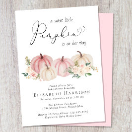 Elegant Pumpkin Floral Baby Girl Shower Einladung