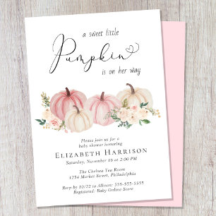 Elegant Pumpkin Floral Baby Girl Shower Einladung