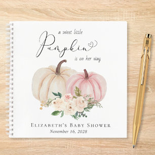 Elegant Pumpkin Floral Baby Girl Shower Gästebuch Notizbuch