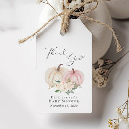 Elegant Pumpkin Floral Baby Girl Shower Geschenkanhänger