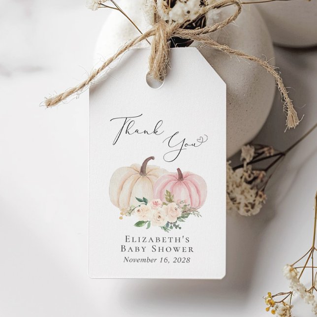 Elegant Pumpkin Floral Baby Girl Shower Geschenkanhänger (Von Creator hochgeladen)