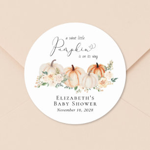 Elegant Pumpkin Floral Baby Shower Runder Aufkleber