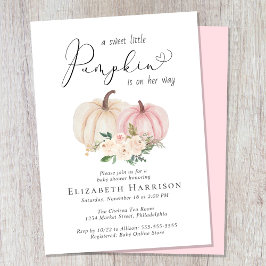 Elegant Pumpkin Floral Girl Baby Shower Einladung