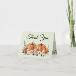 Elegant Pumpkin Floral Watercolor Baby Shower Dankeskarte
