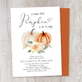Elegant Pumpkin Floral Watercolor Baby Shower Einladung