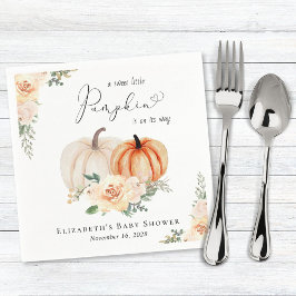 Elegant Pumpkin Floral Watercolor Baby Shower Serviette