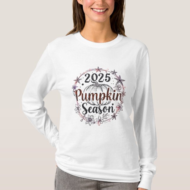 Elegant Pumpkin Season 2025 - Herbstfalldesign T-Shirt (Vorderseite)