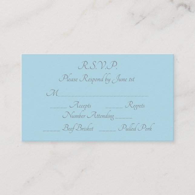 Elegant Purist Blue Gray Formal Wedding RSVP Card Begleitkarte (Vorderseite)